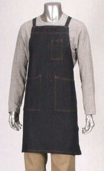 カジメイク 1910 デニム胸付前掛（タスキ） 男性から女性まで、軽作業に最適なエプロン。