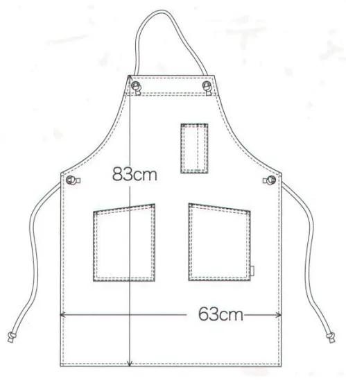 カジメイク 1911 デニム胸付前掛（ロープ） 男性から女性まで、軽作業に最適なエプロン。 サイズ／スペック