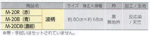 上西産業 M-20 柄入袢天(波柄) 帯・手拭はセットされていません。※この商品はご注文後のキャンセル、返品及び交換は出来ませんのでご注意下さい。※なお、この商品のお支払方法は、先振込（代金引換以外）にて承り、ご入金確認後の手配となります。 サイズ／スペック