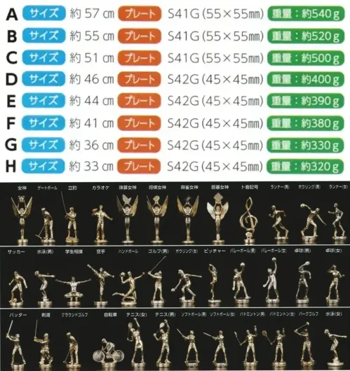 上西産業 A654 トロフィー サイズ／スペック