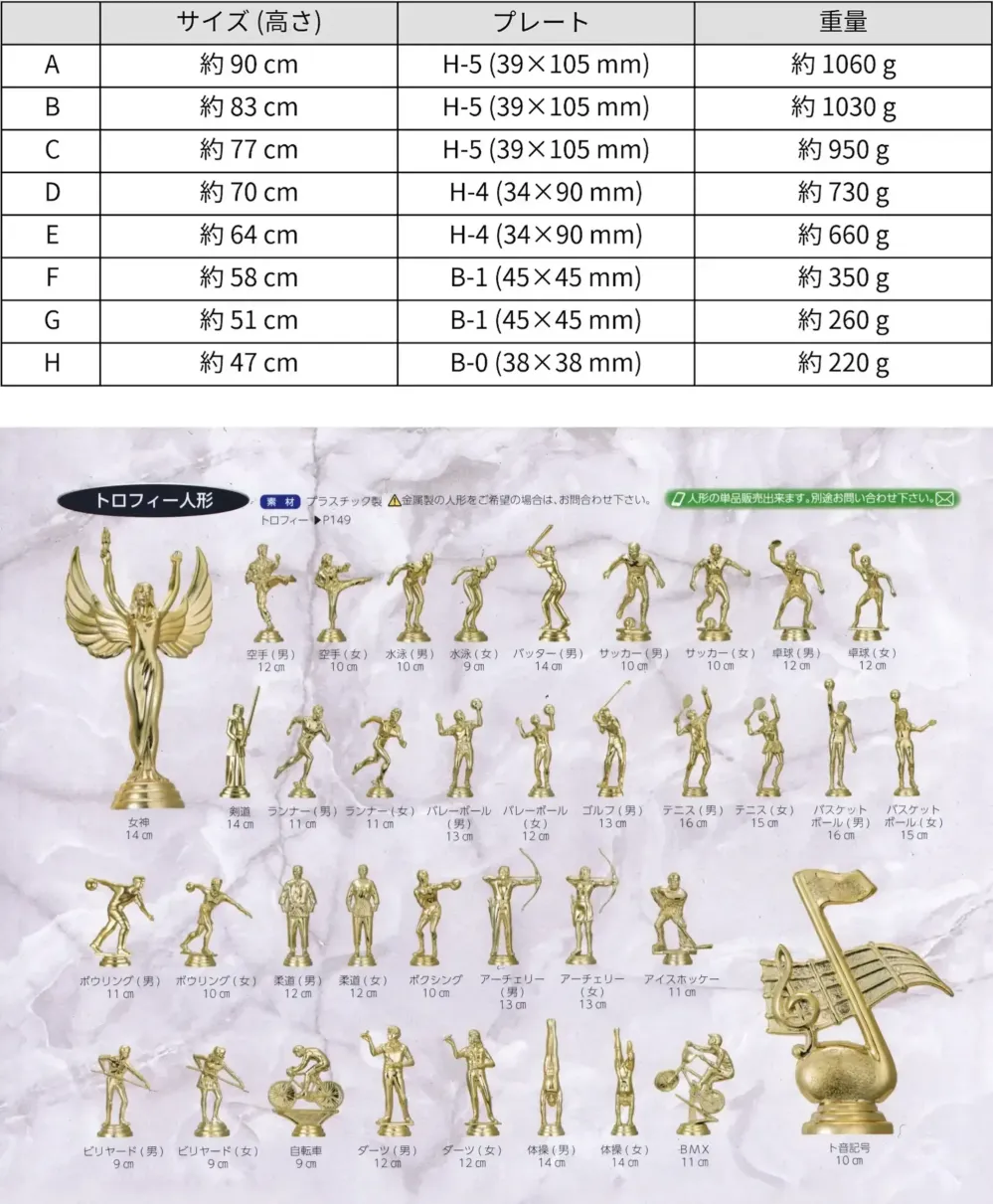 上西産業 T-1015 トロフィー サイズ・スペック