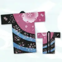 上西産業 DM-6014 長袢天（ピンク/黒・桜）