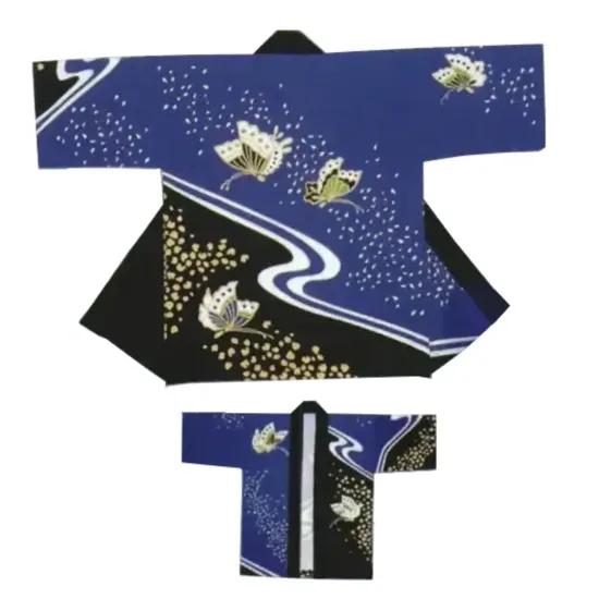 上西産業 DM-6360 イベント袢天（黒/青・蝶）