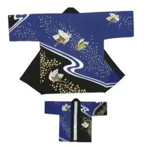 イベント袢天（黒/青・蝶）