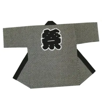 祭り半天・シャツ 半天 上西産業 DM-6665 祭袢天（白／黒・二の字） 祭り用品jp