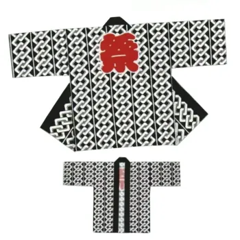 祭り半天・シャツ 半天 上西産業 DM-6668 祭袢天（白／黒・縦吉原） 祭り用品jp