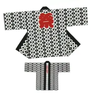 祭袢天（白/黒・縦吉原）