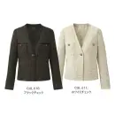 事務服JP オフィスウェア 長袖ジャケット（ブルゾン・ジャンパー） カーシーカシマ EAJ1000 ノーカラージャケット