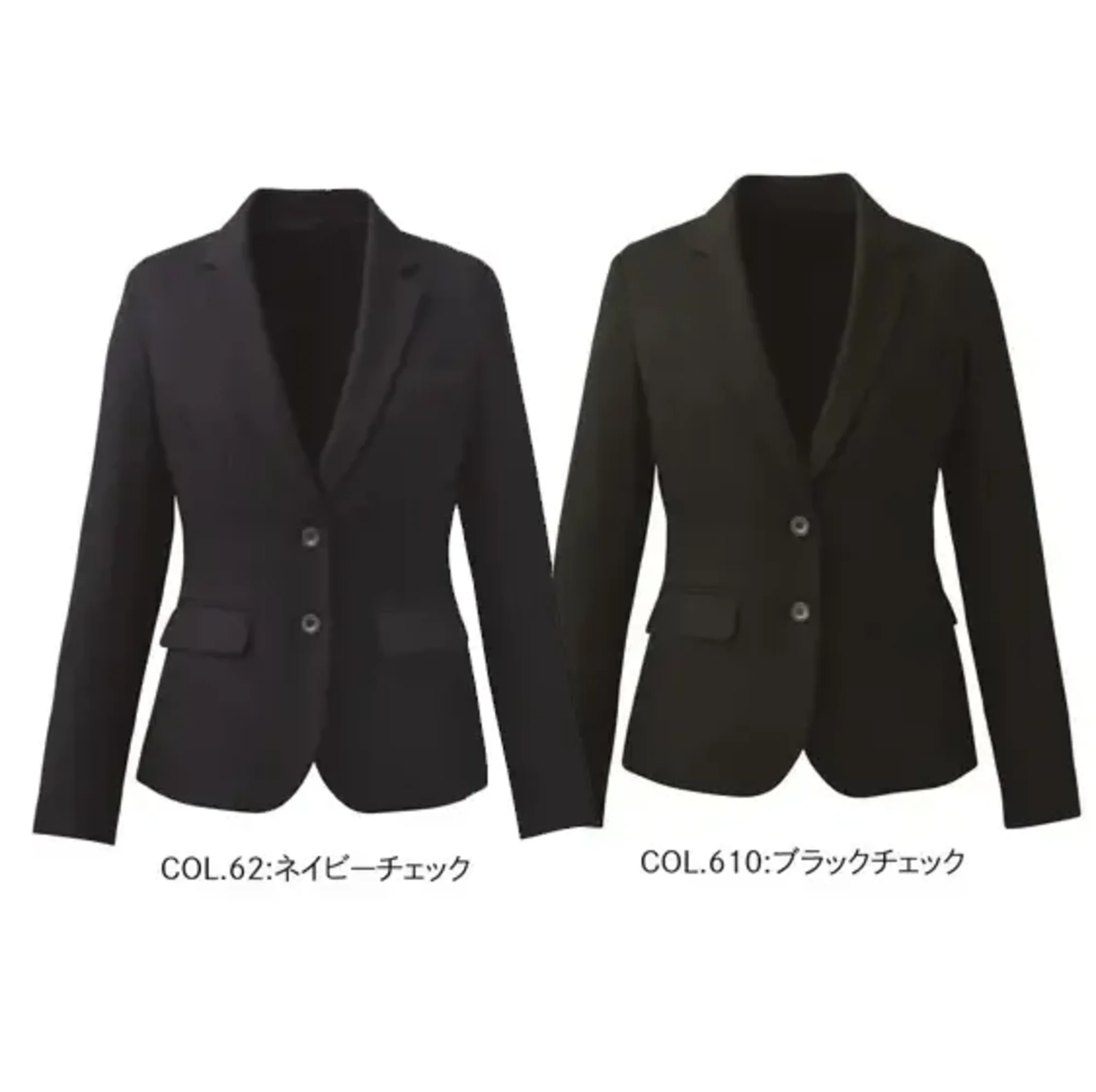 カーシーカシマ EAJ1002 ジャケット EAJ1002 ジャケット衣替えの時期や体感温度は人それぞれ。だからこそ、暑い時期も寒い時期も365日毎日着られる素材で快適に。ニットのように伸びるシャドーチェック素材と、バリエーション豊かなラインナップで、多様性と統一感を両立します。特徴●タテ・ヨコ方向に伸縮性のある2WAYストレッチ●吸汗、速乾性に優れています●イージーケア＆自宅で洗濯可能●スカーフループ®付き●動きやすい立体パターン設計（ARM360°プラス）●袖口を折返して長さ調節が可能●肩パッドがなく、軽い着心地●破れにくい補強仕様大きめ胸ポケット仕様品番：EAJ1002品名：ジャケットカラー：62 ネイビーチェック、610 ブラックチェックサイズ：5号、7号、9号、11号、13号、15号、17号、19号※19号は受注生産になります。※受注生産品につきましては、ご注文後のキャンセル、返品及び他の商品との交換、色・サイズ交換が出来ませんのでご注意ください。※受注生産品のお支払い方法は、前払いにて承り、ご入金確認後の手配となります。