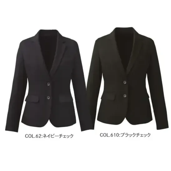 カーシーカシマ EAJ1002 ジャケット EAJ1002 ジャケット衣替えの時期や体感温度は人それぞれ。だからこそ、暑い時期も寒い時期も365日毎日着られる素材で快適に。ニットのように伸びるシャドーチェック素材と、バリエーション豊かなラインナップで、多様性と統一感を両立します。特徴●タテ・ヨコ方向に伸縮性のある2WAYストレッチ●吸汗、速乾性に優れています●イージーケア＆自宅で洗濯可能●スカーフループ®付き●動きやすい立体パターン設計（ARM360°プラス）●袖口を折返して長さ調節が可能●肩パッドがなく、軽い着心地●破れにくい補強仕様大きめ胸ポケット仕様品番：EAJ1002品名：ジャケットカラー：62 ネイビーチェック、610 ブラックチェックサイズ：5号、7号、9号、11号、13号、15号、17号、19号※19号は受注生産になります。※受注生産品につきましては、ご注文後のキャンセル、返品及び他の商品との交換、色・サイズ交換が出来ませんのでご注意ください。※受注生産品のお支払い方法は、前払いにて承り、ご入金確認後の手配となります。