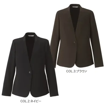 オフィスウェア 長袖ジャケット（ブルゾン・ジャンパー） カーシーカシマ EAJ1036 ノーカラージャケット 事務服JP