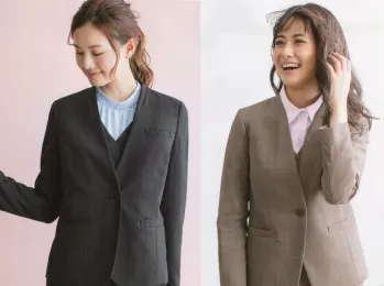 オフィスウェア 長袖ジャケット（ブルゾン・ジャンパー） カーシーカシマ EAJ751 ノーカラージャケット 事務服JP