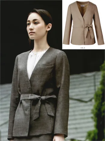 オフィスウェア 長袖ジャケット（ブルゾン・ジャンパー） カーシーカシマ EAJ800 ノーカラージャケット 事務服JP