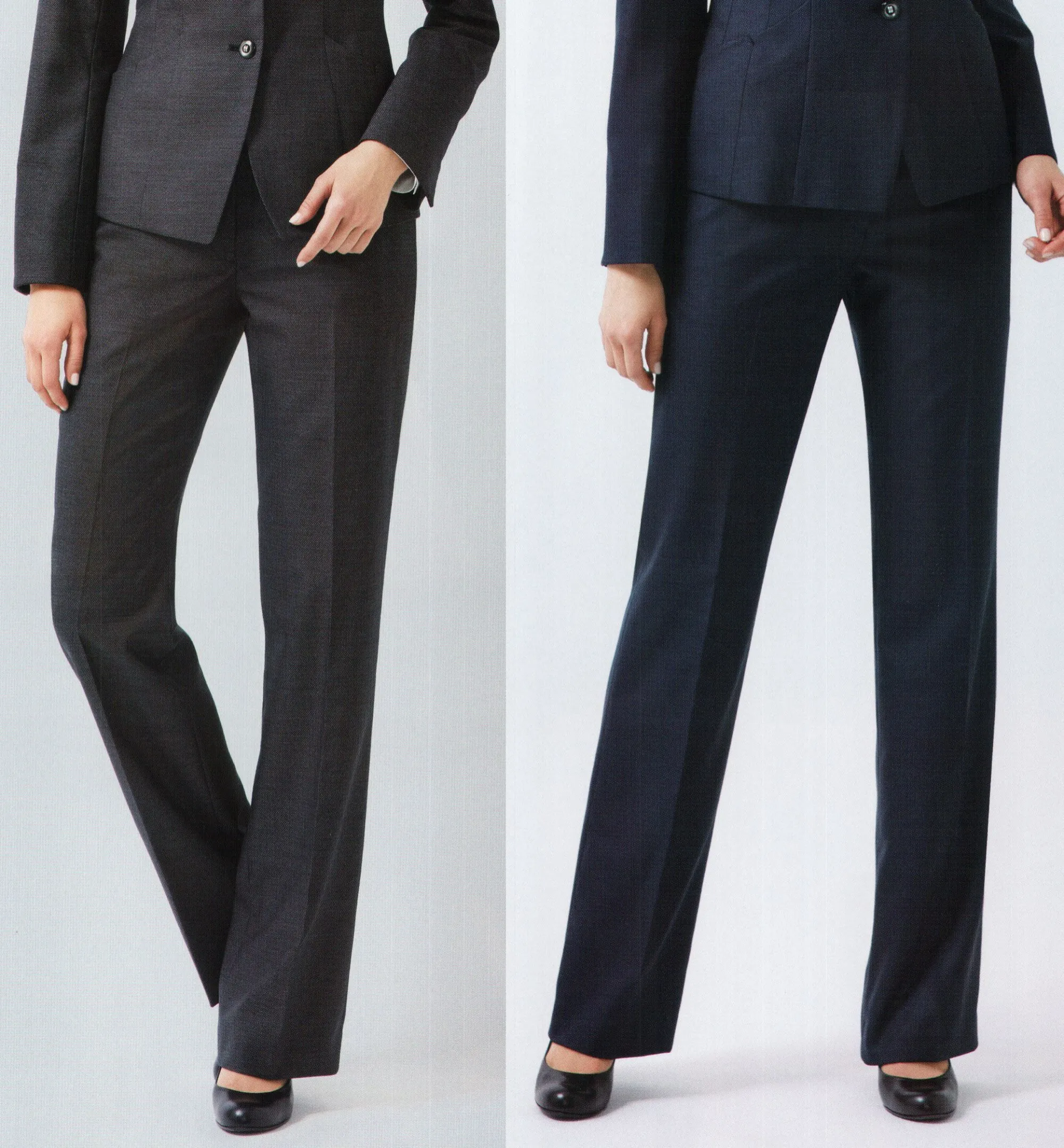 カーシー EAL-682 フレアストレートパンツ 美スラッとSuits PureS字ラインで着やせ！白いブラウスで清潔に！新しい”美スラッと”で、ピュアな魅力が花開く。1サイズスマートに見せるパネルテクニックと、クラフトワークの技術で描く花びらモチーフの女らしいデザイン。引き締まったウエストラインやヒップラインのかっこよさ、洗練されたスタイルが際立つ清潔な美しさ、いつも軽やかに動ける着心地のよさ。そのすべてが、働く女性の毎日をピュアに彩ります。動きやすさとスマート効果がひとつに。美脚効果を引き立てる、ストレートパンツ。ウエスト部分の持ち出し:ウエスト部分は持ち出しベルト仕様。ジャケットの前端のすき間も美しくスッキリ見せます。こだわりの素材を活かした充実機能。緻密な仕立て、上質な着心地が体感できます。知的な魅力を引き出す、繊細な色と柄。痩せて見えるパーズアイを追求し、ミックス感を持ちながらも、繊細ですっきりとした織り柄とカラーが特徴。高品質素材「トレヴィラ」の糸と組み合わせることで、柔らかで女性らしい質感を実現しました。ナチュラルなストレッチ感、お手入れの手軽さもうれしいENJOYオリジナル素材です。※23号は受注生産になります。※受注生産品につきましては、ご注文後のキャンセル、返品及び他の商品との交換、色・サイズ交換が出来ませんのでご注意ください。※受注生産品のお支払い方法は、先振込（代金引換以外）にて承り、ご入金確認後の手配となります。