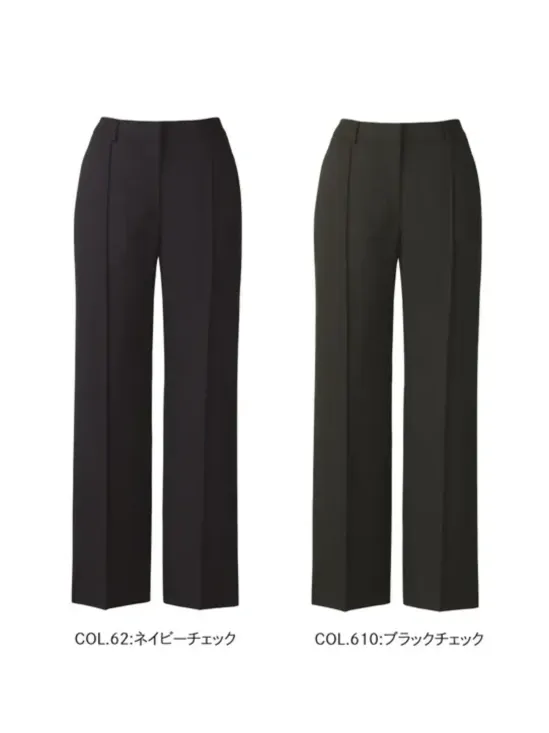 カーシーカシマ EAL1008 ストレートパンツ EAL1008 ストレートパンツ衣替えの時期や体感温度は人それぞれ。だからこそ、暑い時期も寒い時期も365日毎日着られる素材で快適に。ニットのように伸びるシャドーチェック素材と、バリエーション豊かなラインナップで、多様性と統一感を両立します。特徴●タテ・ヨコ方向に伸縮性のある2WAYストレッチ●吸汗、速乾性に優れています●イージーケア＆自宅で洗濯可能●ウエストまわりが快適なカーブ仕様●ウエストの両サイドがゴム仕様仕様品番：EAL1008品名：ストレートパンツカラー：52 ネイビーチェック、510 ブラックチェックサイズ：5号、7号、9号、11号、13号、15号、17号、19号、21号、23号※この商品は股下フリーのため、着用するには丈詰めが必要です。※23号は受注生産になります。※受注生産品につきましては、ご注文後のキャンセル、返品及び他の商品との交換、色・サイズ交換が出来ませんのでご注意ください。※受注生産品のお支払い方法は、前払いにて承り、ご入金確認後の手配となります。