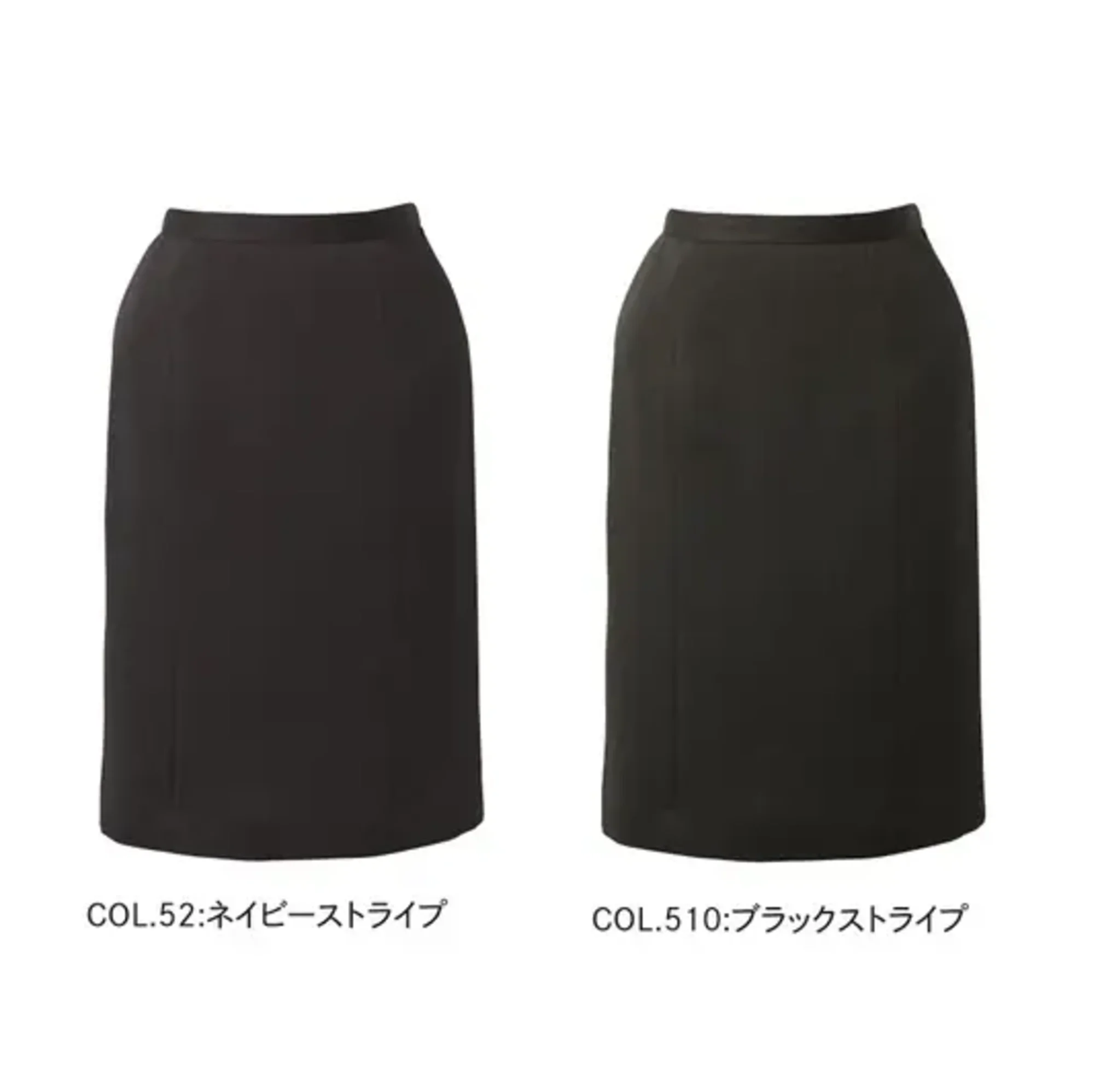 カーシーカシマ EAS1012 タイトスカート EAS1012 タイトスカートベーシックな生地にほどよい艶感をプラスした新鮮なルックス。ウエストにはインカムループ付き。特徴●タテ・ヨコ方向に伸縮性のある2WAYストレッチ●吸汗、速乾性に優れています●抗菌性が高く、ニオイがつきにくい抗菌防臭素材●環境に配慮した素材を使用したサステイナブル素材●グリーン購入法対応商品●静電気防止機能あり●ウエスト部分やゴムを傷めず、ずっとキレイに着られるインカムループ付き●3段カンでウエストのフィット感を3段階に調整できます●座っても裏地が見えにくい吹き出し防止裏地（実用新案登録番号 第3186091号）●破れにくい工夫を施したスリット仕様品番：EAS1012品名：タイトスカートカラー：52 ネイビーストライプ、510 ブラックストライプサイズ：5号、7号、9号、11号、13号、15号、17号、19号、21号、23号※23号は受注生産になります。※受注生産品につきましては、ご注文後のキャンセル、返品及び他の商品との交換、色・サイズ交換が出来ませんのでご注意ください。※受注生産品のお支払い方法は、前払いにて承り、ご入金確認後の手配となります。