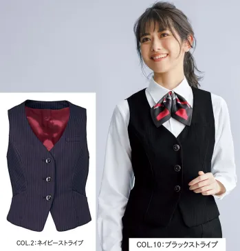 カーシー EAV-475 ベスト 【美スラッと（R）Suits】新提案!!パネルテクニックでつくるS字ラインが、1サイズSmartを約束。誰が着ても、どの角度から見てもスラッとかっこよく、くびれたウエストやキュッと上がったヒップを強調。しかも、思いっきり動いても、きゅうくつ完ゼロ。女性の理想の体型に近づける、パターン技術を駆使して生み出した新開発の美スラッとSuitsです。1.曲線×立体のオリジナルパターンとS字ラインが作り出す美姿勢。4枚パネル(6面体仕立て)がサイドのS字をつくりだし、まるでコルセットの様に美しくメリハリのあるボディラインを表現。また後姿のなめらかなS字と組み合わせる事で、より一層女性らしいボディを演出します。2.Iライン＋Xラインのシルエットがスマートでくびれたボディを強調。たてのラインの強調してほっそり見せるIラインと、ウエストのくびれを強調するXラインが合わさることで、スマートでメリハリのあるボディが誕生！着るだけで細く見える、「着やせ」効果を実現しました。ベストのフロントはパイピングでラインをより強調しています。3.魔法のシェーディング効果で、バランスアップ。小顔に見せ立体感を作るメイクアップのひと手間「シェーディング」効果を応用。目の錯覚により、ボディ全体がメリハリがあってすっきり見えるバランスをつくりました。また、スカートにもストライプ柄の組み合わせやパターンによってヒップアップして見えるように工夫をほどこしました。チェーンシャドーと繊細なカラーストライプが、立体的な艶やかさを表現。極細ウールよりもさらに繊細な「トレヴィラ・マイクロ」を使用した、美しく立体感のあるenjoyオリジナル素材。驚くほどソフトな手ざわりと、長時間着用しても傷みにくい素材の安定感が魅力です。動きやすくて、しわになりにくい、体感ストレッチ素材。ホームクリーニングできるから、お手入れもラクラクです。●小さく見えても大容量！マルチ機能ポケット。仕事の必需品や肌身離さず持ち歩きたいアイテムがどんどん入る、うれしい工夫がいっぱいです。●Wネームループ付き胸ポケット。胸ポケットの使い方に合わせて、名札のつける位置をチョイス。内側は耐久性に優れた補強仕様です。●ハンコポケット。ハンコやリップクリームがすっぽり入る、隠しポケットつき。●大容量ポケット。4インチのスマートフォンを入れてもはみ出さない大き目の安心サイズ。※19号は受注生産になります。※受注生産品につきましては、ご注文後のキャンセル、返品及び他の商品との交換、色・サイズ交換が出来ませんのでご注意くださいませ。※受注生産品のお支払い方法は、先振込み（代金引換以外）にて承り、ご入金確認後の手配となります。