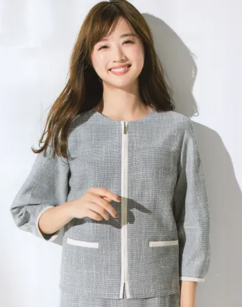 オフィスウェア 七分袖ジャケット カーシーカシマ ESJ731 ライトジャケット 事務服JP