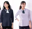 カーシーカシマ ESP980 ポロシャツ(七分袖) ESP980 ポロシャツ(七分袖)オフィスワークに最適なBICOLOR POLOシリーズの七分袖ポロシャツです。モイステックス®の接触冷感素材で真夏でも涼やかな着心地を実現し、ペプラムスタイルできちんと見えをサポート。3WAYスカーフ付きでクールにもフェミニンにも演出できるマルチWAYデザインが、毎日のオフィススタイルに遊び心をプラスします。特徴・トレンドのペプラムデザインでスタイリッシュなシルエット・3WAYスカーフ（スナップボタン仕様）でクール&フェミニンな演出が可能・バイカラーデザインで明るく爽やかな印象を演出・七分袖で二の腕や腰まわりをさりげなくカバー・長めの丈感でパンツとの相性抜群・ARM360°動きやすい袖設計で快適な着心地・接触冷感のモイステックス®で真夏でも涼やか・透けにくい生地で安心して着用可能・ノンアイロンでイージーケア・便利な腰ポケットと大きめ胸ポケット付き・消臭テープ搭載で一日中快適