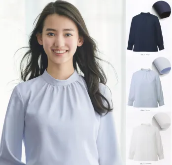 オフィスウェア 七分袖ブラウス カーシーカシマ EWB755 スタンドギャザーブラウス（八分袖） 事務服JP