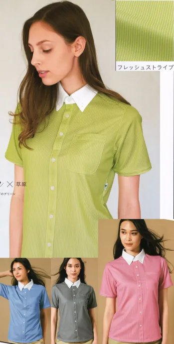 介護衣 半袖シャツ カーシーカシマ HM-2839 半袖ニットシャツ 医療白衣com