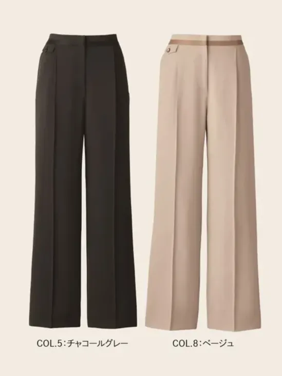 カーシーカシマ NAL071 ワイドパンツ NOBLE CROSS ワイドパンツ NAL070NOBLE CROSSシリーズの組み合わせ自在なワイドパンツです。エッセンシャル ツイルの2wayストレッチ素材と防汚・撥水機能により、快適な着心地を実現。様々なトップスとの組み合わせで、新感覚のフォーマルスタイルを演出します。特徴・速乾性に優れ、快適な着用感を長時間キープ・防汚加工により水や皮脂汚れがつきにくく清潔感を維持・撥水機能で急な雨にも対応できる・裾に向かって広がるワイドストレートシルエットが特徴・ドレープ感のある素材で柔らかく上品な印象に・丈感を活かしてヒール合わせも相性抜群仕様・品番:NAL071・商品名:ワイドパンツ・カラー:チャコールグレー、ベージュ・サイズ:5号、7号、9号、11号、13号、15号・シリーズ:NOBLE CROSS・デザイン:ワイドシルエット、センタープレス※この商品は股下フリーのため、着用するには丈詰めが必要です。