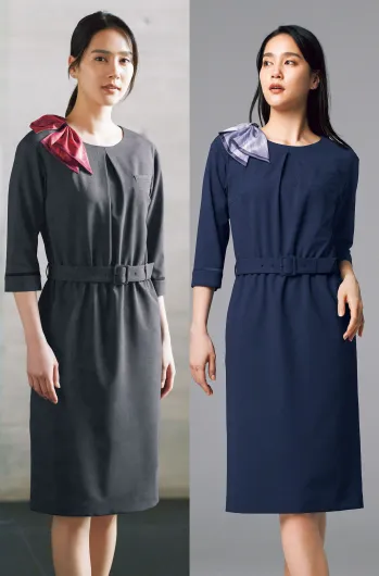 インフォメーション・ショールーム 七分（八分）袖ワンピース カーシーカシマ NAW054 ワンピース 事務服JP