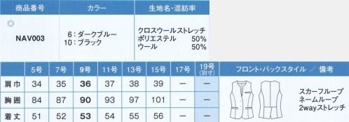 カーシー NAV003 ベスト SLEEK MODERAN SUITSリュクスな表情のしなやか「ストレッチウール」。高混率のウールと極細のポリエステル糸で織り上げたオリジナル素材。ソフトな肌あたりと程よいハリ感を持ち、高いストレッチ性も兼備。立体感のあるリッチな風合いながら、自宅で洗えるイージーケアも叶えました。●ポケットチーフ風の袋布胸ポケットの袋布は上品なドット柄。引っ張り出すとハンカチーフ風のデザインに。●比翼仕立て前中心はボタンが表に出ない比翼デザイン。フォーマルで洗練された印象です。●デザインスリット後ろ裾は重ねスリットで、締め付け感が少なく動きやすいデザイン。●スカーフループ®スカーフをループに通すだけできれいな形が完成。首に巻かないので快適。●Wネームループ付き胸ポケット名札を付ける位置が選べる、2つのループ付き。破れにくさに配慮した補強仕様。●大容量ポケットスマートフォンもすっぽり入る大きめサイズ。●ストレッチ伸縮性の高い2WAYストレッチで動きやすく、反発性があるので美しい立体的なフォルムに。 サイズ表