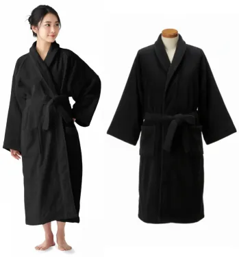 エステ ガウン 広洋物産 KY1400J-125-BK 高級業務用バスローブ（ブラック／125cm／8枚入） サービスユニフォームCOM