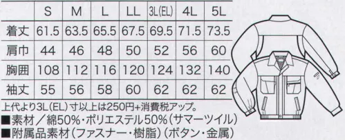 クロダルマ 255231 長袖ジャンパー 吸湿、速乾、究極の形態安定素材「ナノクール」。VP加工、液体アンモニウム加工で、優れた形態安定性を発揮。シワになりにくく美しい外観を維持します。さらに防縮性や吸水性にも優れています。従来品に比べ早く乾くので、部屋干しもOK。B  サイズ／スペック