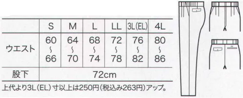 クロダルマ 31520 レディーススラックス（ツータック）（脇シャーリング） レディースも充実。職場を明るくおしゃれな雰囲気にするエコカラーユニフォーム。※「48 チャコールグレー」は、販売を終了致しました。 サイズ／スペック