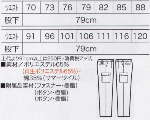 クロダルマ 35063 カーゴパンツ（ワンタック） 環境保全に取り組んだ再生繊維。仕事をサポートする優れた着心地。 サイズ／スペック