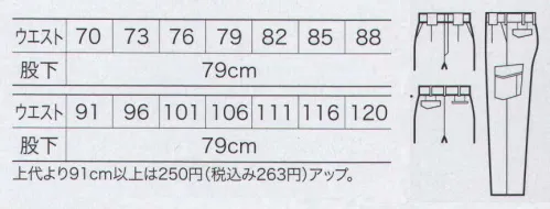 クロダルマ 35590 カーゴパンツ（ワンタック） 消臭効果が半永久的に持続する、吸汗性・速乾性に優れた機能素材を採用。ボタンなどの突起物をなくし、優れた防傷性も実現。快適宣言DEO-CLEAR超消臭。デオクリアーの特徴。消臭効果は洗濯すれば機能が回復し、半永久的に持続。楕円形の繊維断面が水分を素早く吸い上げ、乾燥。吸汗性・速乾性に優れた機能素材。 サイズ／スペック