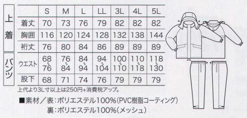 クロダルマ 47400 レインコート・パンツ（上下セット）雨王 作業シーンに合わせて選べる、3シリーズの「雨王」レインコート。雨王おしゃれ編。※29番イエローは販売を終了致しました。 サイズ／スペック