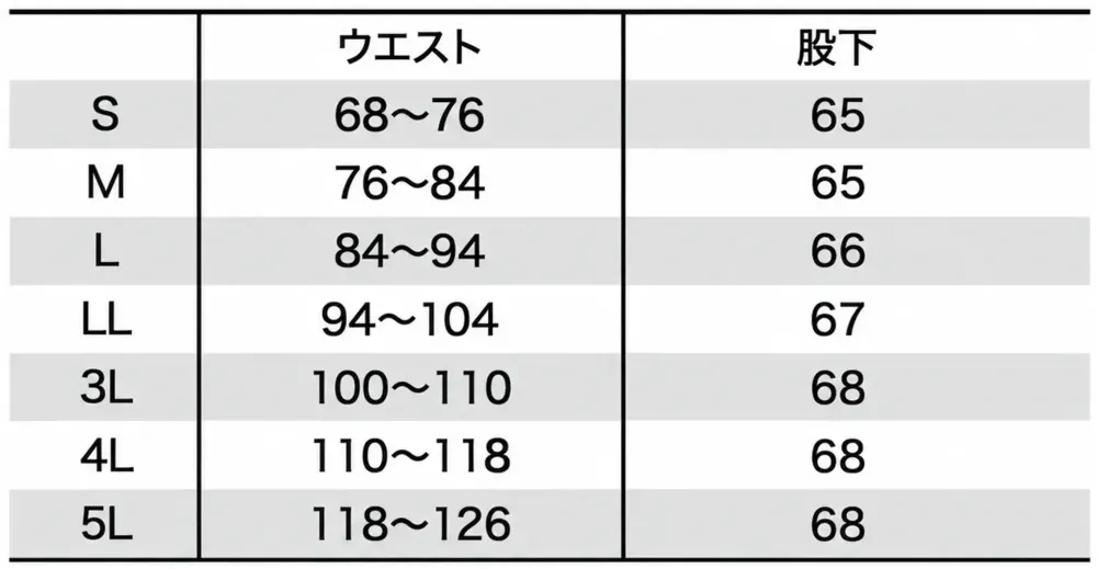 クロダルマ 47428 アンダーパンツ サイズ・スペック