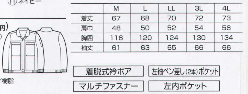 クロダルマ 5240 ジャンパー 優れた撥水性と帯電防止機能。胸ポケットにはカラフルなマルチファスナー採用。 サイズ／スペック