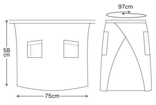 興栄繊商 ET600 ミドルエプロン 使いやすさと品質にこだわった日本製エプロン使い勝手の良い、2段ポケット付き！シワになりにくく、お手入れも簡単【ET600の特徴】・右2段ポケット・ずれにくい腰ひも・破れにくい縫製・撥水、制電素材※この商品はご注文後のキャンセル、返品及び交換は出来ませんのでご注意下さい。※なお、この商品のお支払方法は、先振込（代金引換以外）にて承り、ご入金確認後の手配となります。 サイズ／スペック
