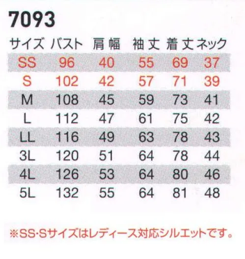 バートル 7093 長袖シャツ 男も女もクールに変える、清涼素材と専用デザインの新定番！●日本製素材を使用。 厳選された日本製ドビークロス（校倉構造）点接触清涼素材を使用。優れた通気性と汗のべたつきを抑えるなどクールで快適な着心地を実現。●製品制電JIS T8118適合品 静電気帯電防止素材の使用、金属性付属品の不使用など、JIS（日本工業規格）の厳格な基準をクリア●豊富なカラーコーディネイト対応 上下別カラーなど多彩なコーディネートが可能。現場作業から流通、工場まで幅広いワークシーンに対応できます。●独自開発45ダイヤカラット 人間工学に基づき腕の上げ下げをスムーズに。独自開発45°ダイヤカットで作業時のストレスを軽減。ノーフォークとのコンビネーションで最強の動きやすさを実現します。●野帳ダブルポケット 企業手帳などがスッキリ収納できる深めの大型ポケットとモノが取り出しやすい浅めのポケットをプラスしたダブル構造。中身が落ちにくいファスナー付き。●ネームホルダーループ オフィス必携のIDカードなど、ネームホルダー等が留められる便利なループ付。●バックルガード ベルトのバックル部分をカバーし、運搬時の荷物への傷つけを防ぎます。《素材改良と独自開発技術でより涼しく》バートルの「BURTLE（バートル）」7091シリーズは近年の異常気象により、厳しい暑さが続く夏場に、ワーカーの暑さを少しでも軽減させるために、こだわりのオリジナル素材を使った。従来の校倉織りをよりしなやかにし、きめ細かいマイクロ織りに改良することによって、肌との設置面が少なくなり、肌あたりが向上、吸収性と涼しさに優れた商品となった。 独自開発の45ダイヤカットノーフォーク部分をメシッシュにすることにより、通気性が向上し、より涼しく着用することができる。 製品制電JIST8118適合品で女性専用デザインも充実している。 展示会はリミットモデル（数量限定生産品）の初のワークウエアを披露、格好良さを求める高感度ワーカーたちの期待に応え続ける‘‘要注意アイテム’’が満載だ。※商品の仕様は予告なく変更される場合がございます。同一品番の商品であっても、販売時期によりスペックが異なる場合がございます。閲覧環境やモニター設定により、実際の商品の色味が画像と異なって見える場合がございます。 サイズ／スペック