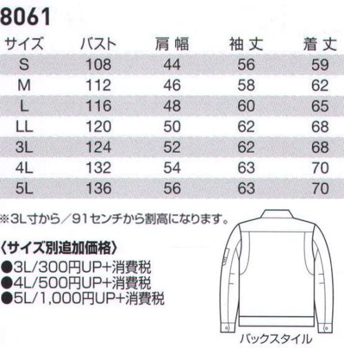 バートル 8061 ジャケット モード感あふれるイタリアンデザイン。スーパーソフトな風合い。洗いっぽいビンテージ感を演出。すぐれた吸汗・速乾性と形態安定性。※「2 シェル」は、販売を終了致しました。 サイズ／スペック