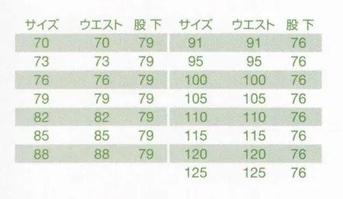 バートル 9026-125 ツータックカーゴパンツ ワークシーンを選ばない。動きやすさが魅力の洗練デザイン！！高品質な日本製中空ストレッチトロピカル素材を使用。ストレッチ機能が動作をスムーズにサポート。優れた吸汗速乾性と形態安定性を発揮。※「5 シルバー」、「30 ウッズ」は、販売を終了致しました。※他サイズは「9026」に掲載しております。※商品の仕様は予告なく変更される場合がございます。同一品番の商品であっても、販売時期によりスペックが異なる場合がございます。閲覧環境やモニター設定により、実際の商品の色味が画像と異なって見える場合がございます。 サイズ／スペック