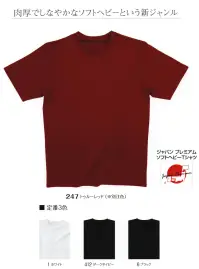 LSTワールド 10222 ダイヤコンドル Jメイド ソフトヘビーTシャツ 肉厚でしなやかなソフトヘビーという新ジャンル衿部分の生地を折り、身生地をはさみ込んだ仕様で、首元の伸びを抑えます。●コーマ糸 短い繊維や毛羽を取り除き、良質に仕上げた糸。長い繊維だから平行に揃えられた糸は強さを増し、光沢があり、毛羽立ちも少なく肌触りの良いソフトな生地に仕上がります。※お色「6ブラック」は品番「10222-B」に掲載しております。※「2オフホワイト」「10アイビーグリーン」「247トゥルーレッド」「308ウッドアッシュ」「407ロイヤルブルー」「410モカ」「489スーパーブラック」「700グレーモク」「4Lサイズ」「5Lサイズ」は、販売を終了致しました。 ※この商品はご注文後のキャンセル、返品及び交換は出来ませんのでご注意下さい。※なお、この商品のお支払方法は、先振込（代金引換以外）にて承り、ご入金確認後の手配となります。