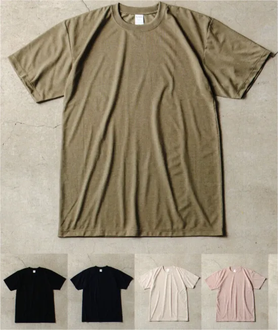 LSTワールド 16102 DRY Heavy Weight  T-shirt(BL0102) まるでコットンのような肌触り。実はポリエステル100％吸水速乾などの機能性がありつつ、綿のような風合いで、タウンユースでも違和感なく活躍