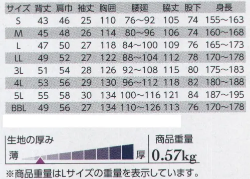 クレヒフク 2040 半袖ジャンプスーツ ※「30 ブルー」「34ライトブルー」は、販売を終了致しました。  サイズ／スペック