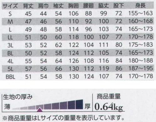 クレヒフク 701 長袖ツナギ  サイズ／スペック