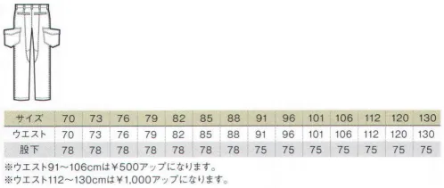 アルトコーポレーション AF-107 ワンタックカーゴパンツ オフィスシーンからワーキングまで様々なシーンでアクティブに対応。「動きやすさ」を追求しながら、スッキリとした「シルエット」も実現。【機能×素材】様々な動きに対応したパターン設計！●アクティブニー構造（膝）。ダーツを付ける事で、足の可動時に起きる膝の負担を軽減。●アクティブニー構造（内股）。タックを付ける事で、より大きな足への運動量を補う。【意匠×設計】着用者の体型に対応するシルエット！●後ろ股上寝傾斜仕様。太腿部位の運動時のストレスを軽減。●1タックシルエット。様々な体型に対応できる汎用性の高いシルエット。 サイズ／スペック