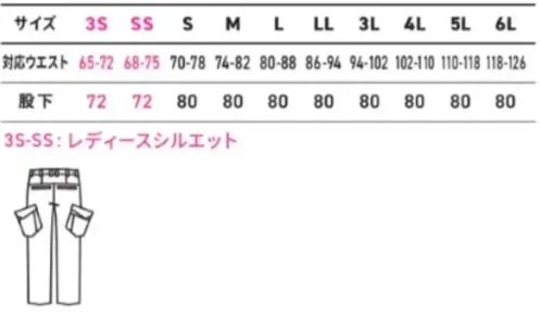 アルトコーポレーション SC107K 夏ノータックカーゴパンツ サイズ／スペック
