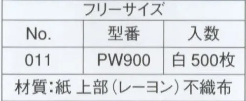 ライフ PW900 使い捨て紙和帽子(NO.011)（500枚入り） 格安で使い捨て、いつも清潔なコック帽です。天然素材を使用しています。不織布は紙と布それぞれのよさを兼ね備えた素材です。軽量で柔軟性に富み、吸湿性・通気性・耐久性に優れています。ライフ・ハットのコック帽子に使われている不織布は、“人と地球環境にやさしい”レーヨン（天然素材）製不織布です。織布（しょくふ）とは織物のことで、織物は縦糸と横糸で編んだ物を言います。そして不織布とは文字通り、“織らない布”のことです。通常、織物は繊維・編み機にかけられて、縦糸や横糸を使い織られたり編まれたりしますが、不織布は繊維を均一に並べ、樹脂接着やプレス機械・高圧水流などにより、シート状にした物です。生産性が良く、様々な分野の製品に利用されています。※この商品は、ご注文後のキャンセル・返品・交換ができませんので、ご注意下さいませ。※なお、この商品のお支払方法は、先振込（代金引換以外）にて承り、ご入金確認後の手配となります。 サイズ／スペック