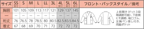 リミット G-2660 男女兼用作務衣 サイズ／スペック