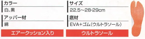 丸五 10863 エアージョグIII 6枚 こだわりの機能が祭りに華を添える  エアーインソールにエアークッション。衝撃吸収機能が踵への負担を減らします。スポーツタイプやこども用など、祭りの際の動きを考慮した祭り専用たび。  ●三層構造衝撃吸収インソール:踵に衝撃吸収材を使用した三層構造インソール。  ●踵衝撃吸収:厚めのゴム底が踵への衝撃を吸収します。  ●エアークッション:空気の力で激しい動きから踵を守るエアーバック。   ※この商品はご注文後のキャンセル、返品及び交換は出来ませんのでご注意下さい。※なお、この商品のお支払方法は、先振込（代金引換以外）にて承り、ご入金確認後の手配となります。 サイズ／スペック