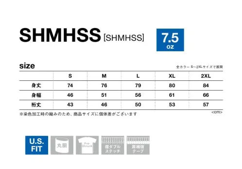 American Style SHMHSS-B 7.5オンス マックスヘビーウェイトTシャツ SHAKA WEARSHAKA WEARはロサンゼルス生まれの無地ボディメーカー。アメリカではLAのHIP-HOP、ストリートシーンにおいて欠かすことが出来ないブランドです。スーパーヘビーな生地感、太い首リブ、クラシックなサイズ感、サテンタグの仕様が特徴の「これぞアメリカンクラシック」なTシャツです。※染め加工時の縮みのため、商品サイズに個体差がございます。※この商品はご注文後のキャンセル、返品及び交換は出来ませんのでご注意下さい。※なお、この商品のお支払方法は、先振込にて承り、ご入金確認後の手配となります。 サイズ／スペック